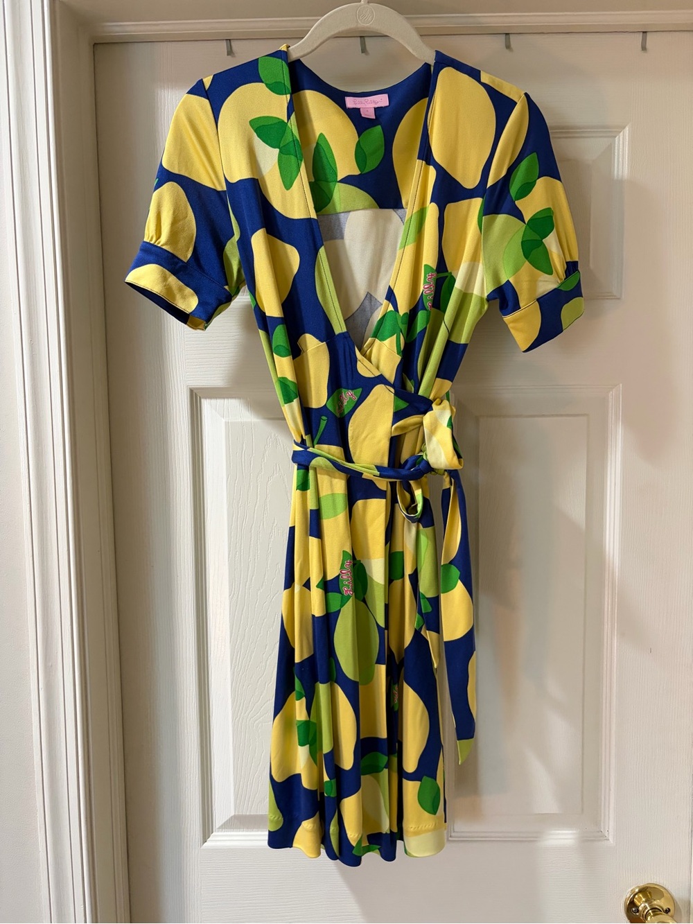 Lilly Pulitzer Yellow & Blue Lemon-Print Wrap Dress